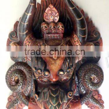 Hand Crafted Wooden Mask of Garudh Wall Hanging Made In Nepal photo-2