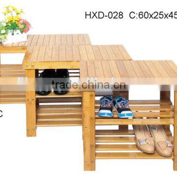 2-tier Shoe Bench Boot Organizing Rack Entryway Storage Shelf 100% Bamboo photo-3