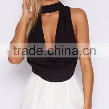 Sexy Deep V Cropped Tops With Choker Neck Detail Latest Women Summer Tops photo-5