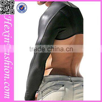 Black Long Sleeve Men Leather Club Wear NO MOQ photo-6
