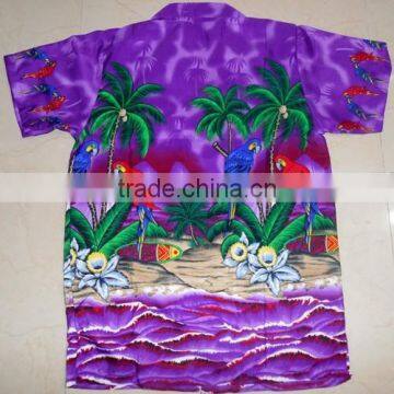 Macau Parrot on Cocunut Palm Hawaiian Shirts