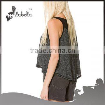 Triangle Crop Top Tank Gym Shark Tank Tops With Black Mesh Panel photo-2