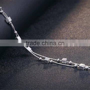 925 Sterling Silver Charm Double Chains Bracelet photo-2
