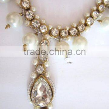 PEARL CRYSTAL Beads Payal ANKLETS Pair Feet Barefoot Sandal Toe Ring photo-4