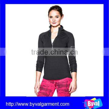 Custom Ladies Running Wear Dry Fit Sport t Shirt Gym Clothing Breathable Half Zip Shirts photo-4