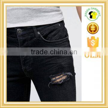 Hot Sale Mens Distressed Jeans Quality Skinny Jeans Black Washed Jeans photo-3