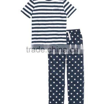 Stripe Short Sleeves Top and Star Printed Pants Adult Pyjamas photo-3