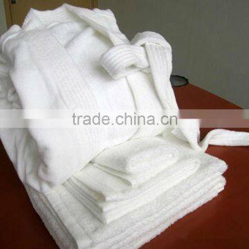 cotton terry light color hotel bathrobe