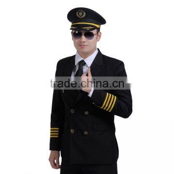 China Black Airline Work Uniform Custom Made Men Airlines Pilot Uniform photo-4