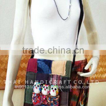 Hill Tribe shoulder bag Patchwork OWL Fabric