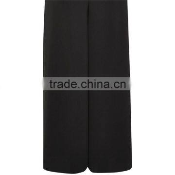Chic Wide Leg Side Split Palazzo Trousers Black Slack Pants for Ladies photo-4