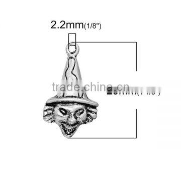 Zinc Based Alloy Halloween Charms Witch Antique Silver 29mm x 17mm photo-2