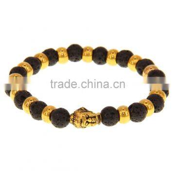 Fashion Buddha black lava rock yoga DIY Bracelet