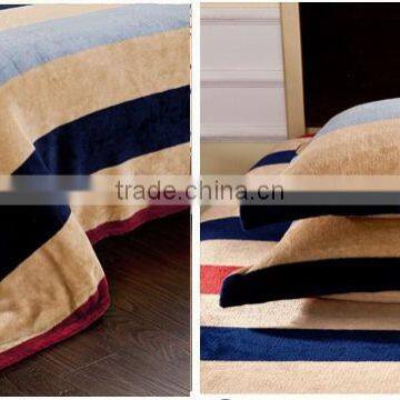 China Wholesale Heavy Stripes Flannel Bedding Set 4pcs photo-2