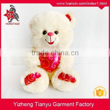 45cm love teddy bear toys, white plush teddy bear with love