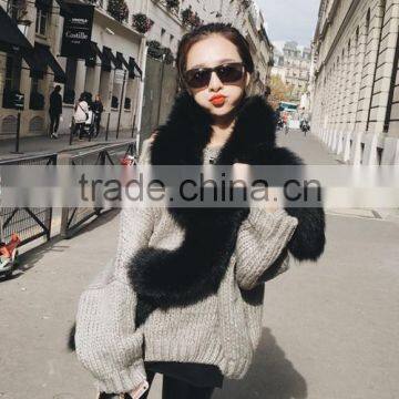 YR478 Top Quality Genuine Fox Fur Luxury Long Boa Scarf photo-4