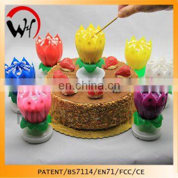 2016 hot selling rotating musical flower fancy birthday candle