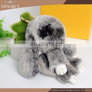 Copenhagen Lovely Rex Rabbit Fur Pom Poms Keychain