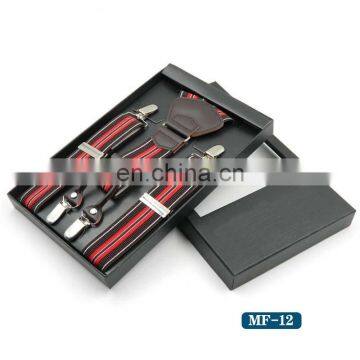 2017 Latest Design New Product Mens high quality Y back 4 clips real leather suspenders