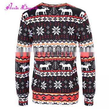 New Arrival Christmas Snowy elk latest designs custom 3d sweatshirt women tops blouse