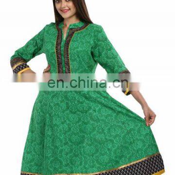 Attractive look women ethnic 100% cotton 3/4 sleeve indian designer kurta