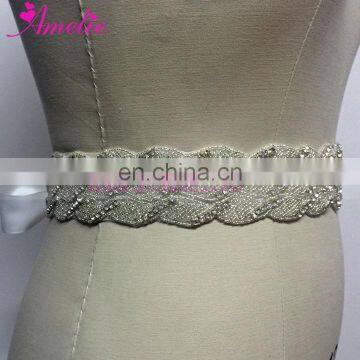 Long Rhinestone Trimming and Beads Sewed Wedding Bride Sash for Wedding Dress photo-2