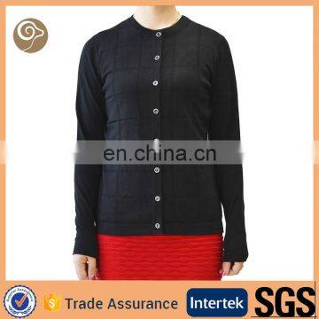 16gg women fashion black knitted 100% cashmere sweater