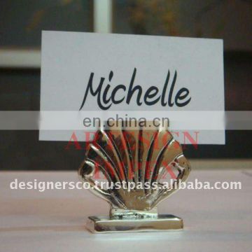 Silver Shell Wedding Favor Place Card Holder