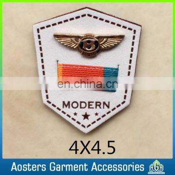custom metal sew on jeans snapback hats wholesale pu leather patch