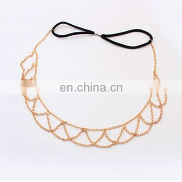 Vintage fashion metal chain elastic head band