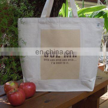 Large natural reusable cotton canvas market shopping tote