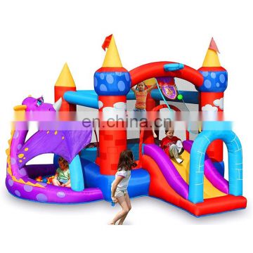 Funny Nylon Fabric Inflatable  dinosaur Bouncy House Inflatable , Inflatable Small Jumping Castle with Slide  For Kids