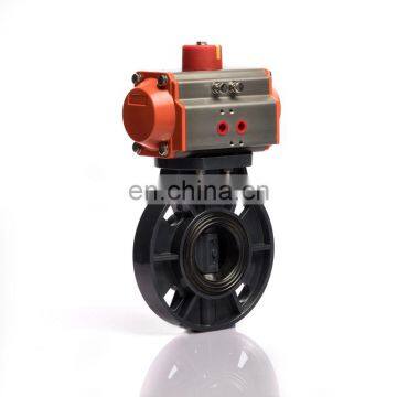 DN50 PVC Material Double Acting Pneumatic Actuator Flange Butterfly Valve