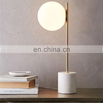 Modern Marble Base Gold Metal Glass Ball Restaurant Table Lamp