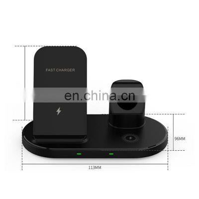 4 in 1 15W QI Fast Wireless Charging Station Pad Dock Stand Holder Wireless Charger