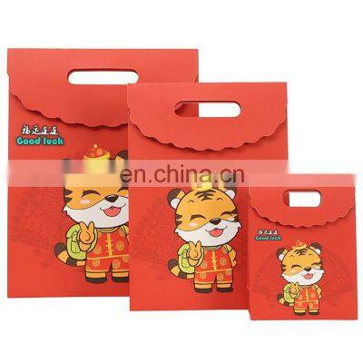 Eco Friendly Chinese New Year Custom Paper Kraft Bags Gift With Logo