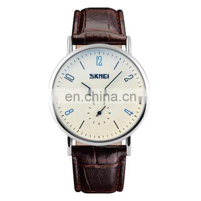 wholesale SKMEI 9120 genuine leather wrist watch men women couple watch