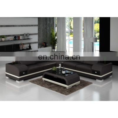 European Style Home Furniture Leather Solid Wood  Living Room 5 Seats Sofa Set