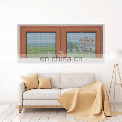 French Casement Window Double Glass Wooden Color Aluminum Frame Window Aluminium Double Hung Windows