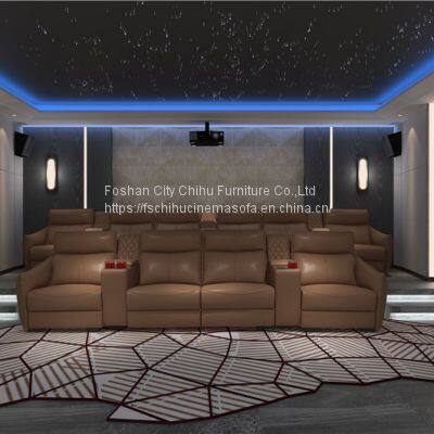 Amazon Supplier Hot Selling Leisure Adjustable Top Grain Leather Electric Private Cinema Recliner Home Theater Sofa