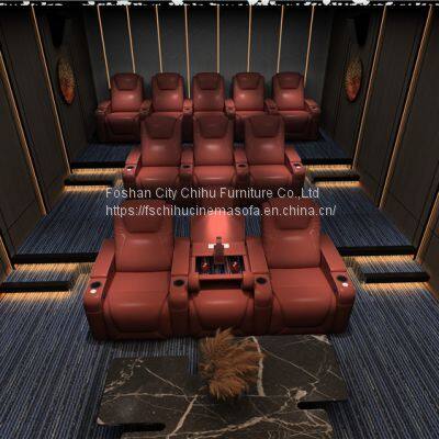 3 Seater Theater VIP Functional Sofa Set Leather Electric Recliner Sofa Reclining Seating Home Theater Sofa