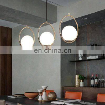Nordic Modern LED Ceiling Lamp Simple Hanging Pendant Light Metal Glass Ball Hanging Lamps Chandelier for Decoration Lighting