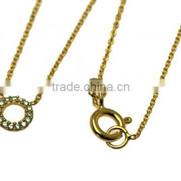 Gold Pendant White Zircon Round