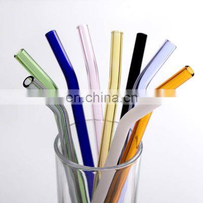 Amazon Hot Sales Colored Eco Reusable Transparent Smoothie  Glass Straws Clear High Borosilicate Straws Glass Drinking Straws