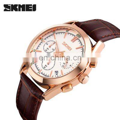 9127 Skmei Design Custom Your Logo Watches Quartz Wrist Alloy OEM Wholesaler Waterproof Leather Men Watch