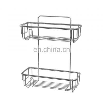 2 Tier  Stainless Steel Wire Rack Wall Mounted Adhesive Magic Sticker Bathroom Storage  Shelf Rack