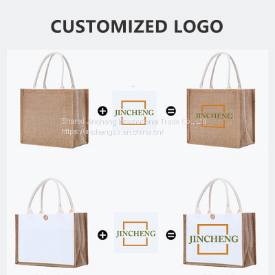 Custom Available Eco Friendly Reusable Muslin Personalized Laminated Linen Tote bag