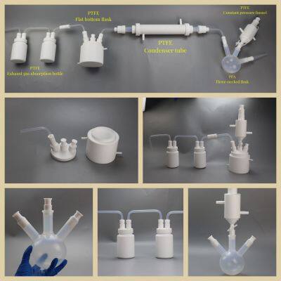 Chemical and Pharmaceutical Hydrogen Fluoride Distillation Condensing Device Corrosion-resistant and High-temperature-resistant Teflon Plastic Distillation Reaction Device Flask With Cooling Jacket photo-3