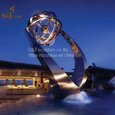 Stainless Steel Large Outdoor Water Fountains With Lights and Globe DZM-1413 photo-4