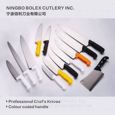 kitchen chef cook knives butcher supplies color coded cleaver meat hook bow saw commercial knives tools catering hotel sharpening services